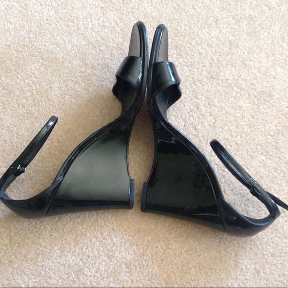 Jil Sander Black Patent Leather Wedge Sandals 8 - Picture 12 of 13